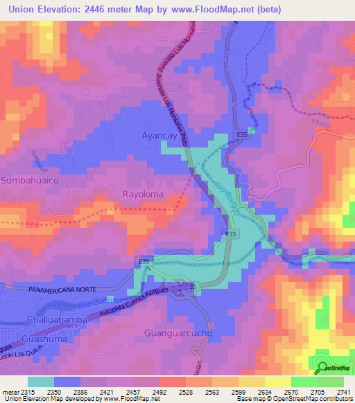 Union,Ecuador Elevation Map