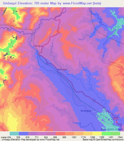 Umbaqui,Ecuador Elevation Map