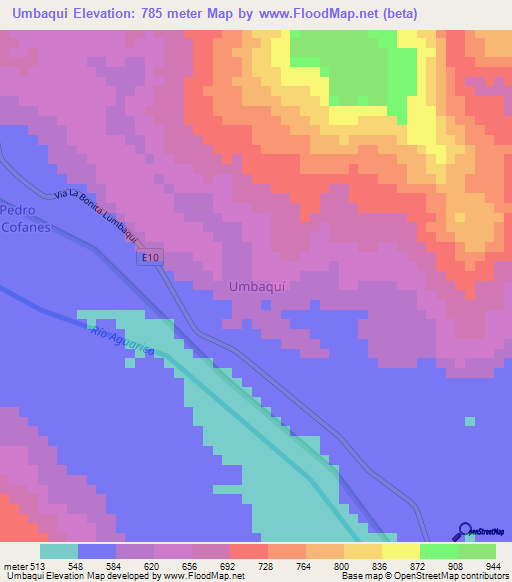 Umbaqui,Ecuador Elevation Map