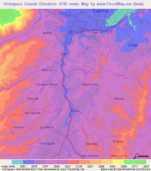 Ulchayacu Grande,Ecuador Elevation Map
