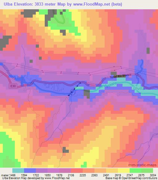 Ulba,Ecuador Elevation Map