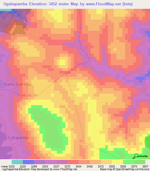 Ugshapamba,Ecuador Elevation Map