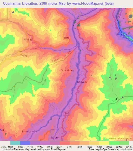 Ucumarina,Ecuador Elevation Map