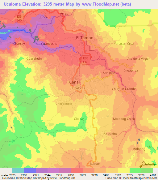 Uculoma,Ecuador Elevation Map