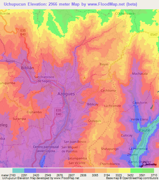 Uchupucun,Ecuador Elevation Map