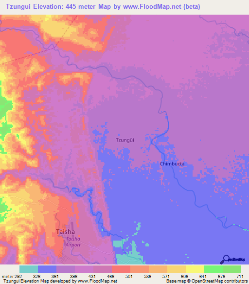 Tzungui,Ecuador Elevation Map