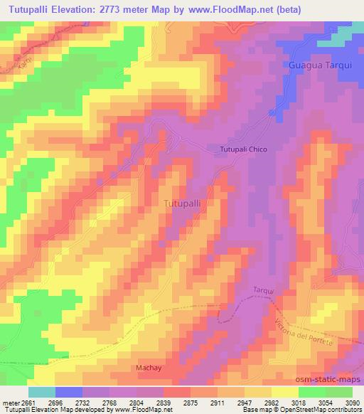 Tutupalli,Ecuador Elevation Map