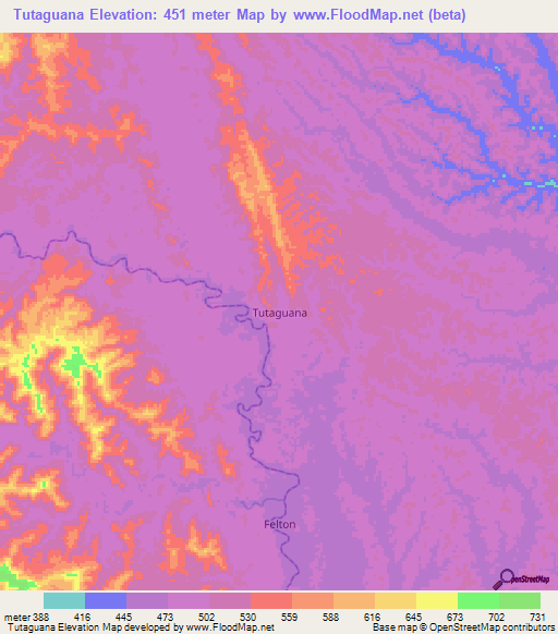 Tutaguana,Ecuador Elevation Map