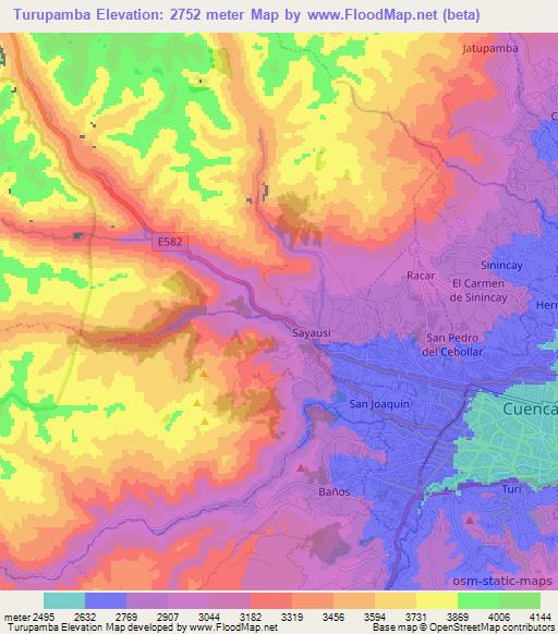 Turupamba,Ecuador Elevation Map