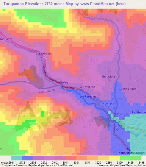 Turupamba,Ecuador Elevation Map