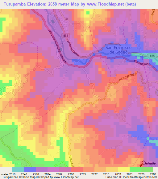 Turupamba,Ecuador Elevation Map