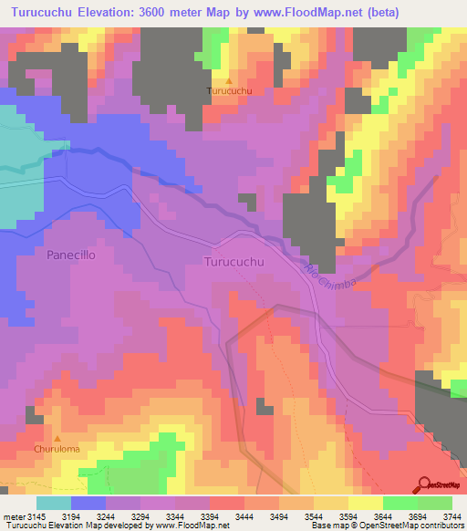 Turucuchu,Ecuador Elevation Map