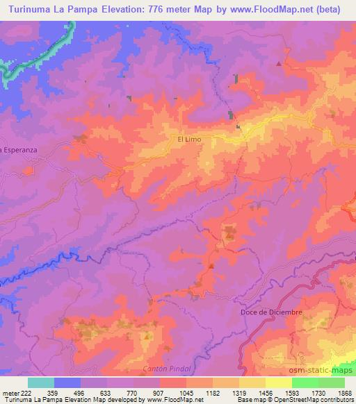 Turinuma La Pampa,Ecuador Elevation Map