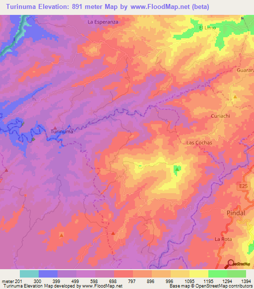 Turinuma,Ecuador Elevation Map