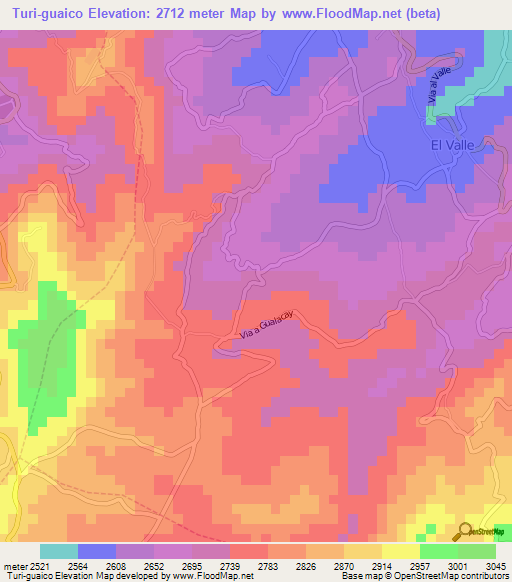 Turi-guaico,Ecuador Elevation Map