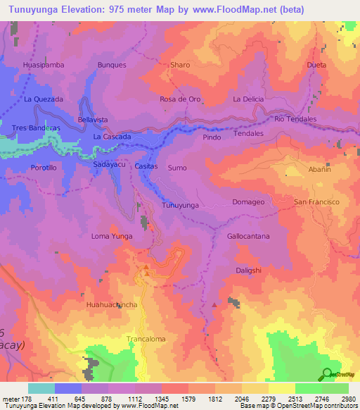 Tunuyunga,Ecuador Elevation Map