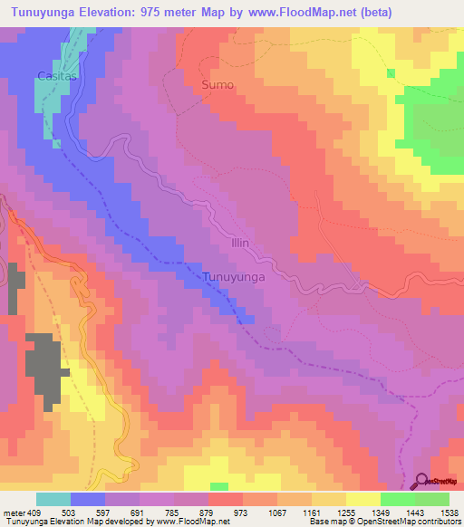 Tunuyunga,Ecuador Elevation Map