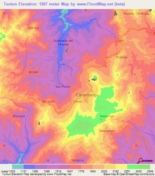 Tuntun,Ecuador Elevation Map