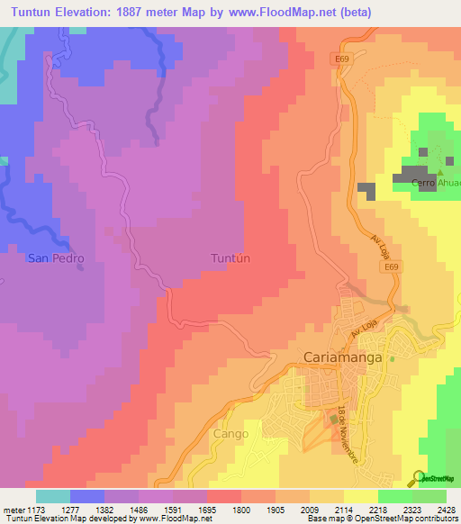 Tuntun,Ecuador Elevation Map