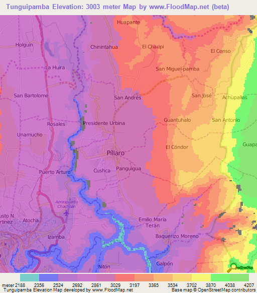 Tunguipamba,Ecuador Elevation Map