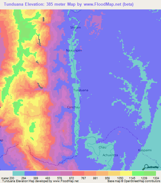 Tunduana,Ecuador Elevation Map