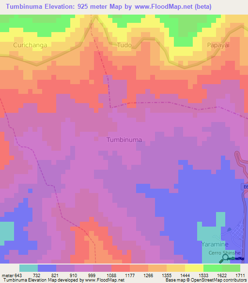 Tumbinuma,Ecuador Elevation Map