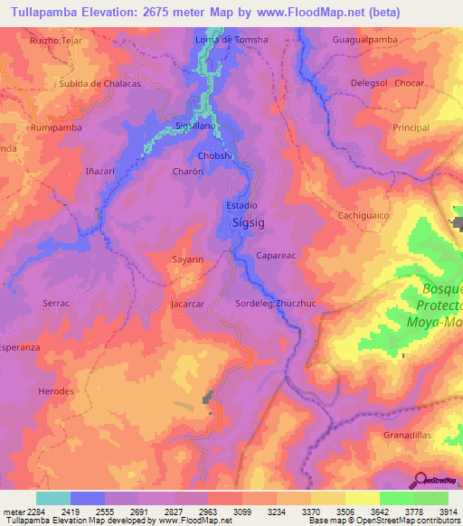 Tullapamba,Ecuador Elevation Map