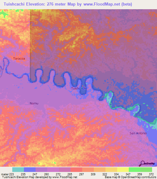 Tuishcachi,Ecuador Elevation Map