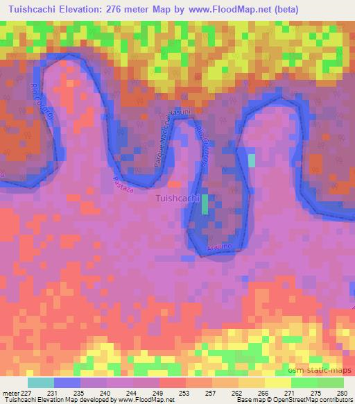 Tuishcachi,Ecuador Elevation Map