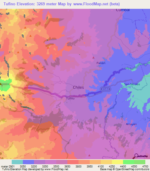 Tufino,Ecuador Elevation Map