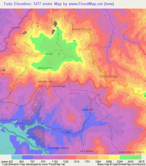 Tudo,Ecuador Elevation Map