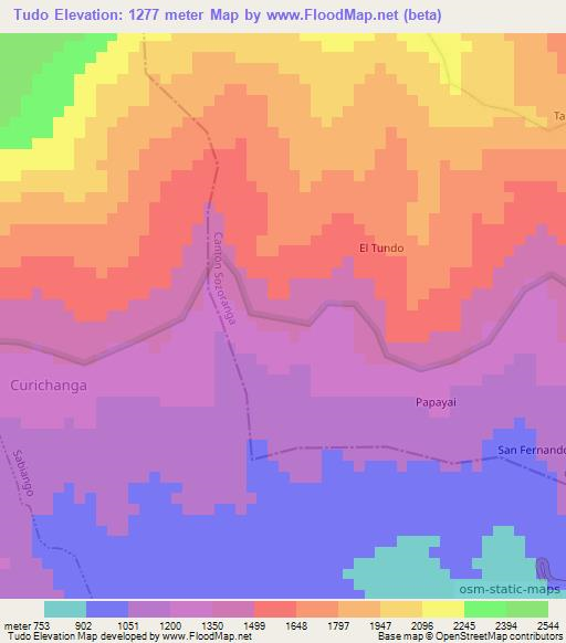 Tudo,Ecuador Elevation Map