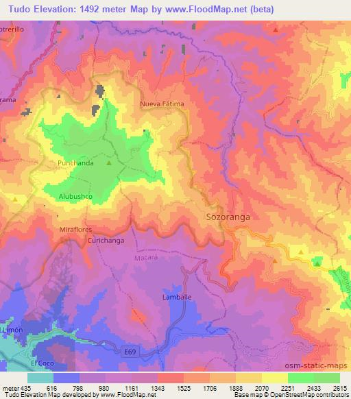 Tudo,Ecuador Elevation Map