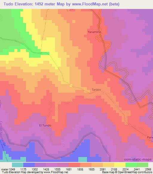 Tudo,Ecuador Elevation Map