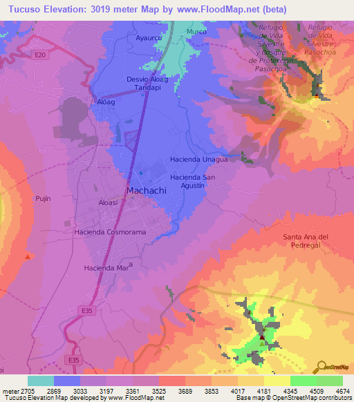 Tucuso,Ecuador Elevation Map