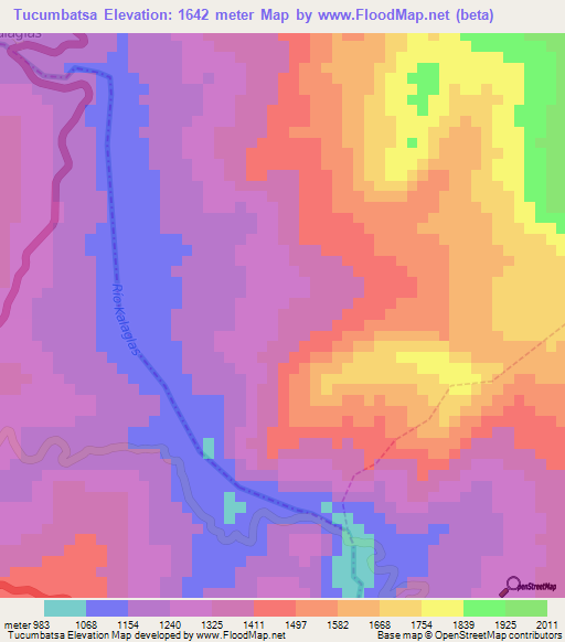 Tucumbatsa,Ecuador Elevation Map