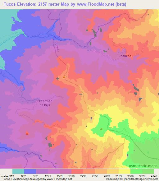 Tucos,Ecuador Elevation Map