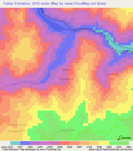 Tuban,Ecuador Elevation Map