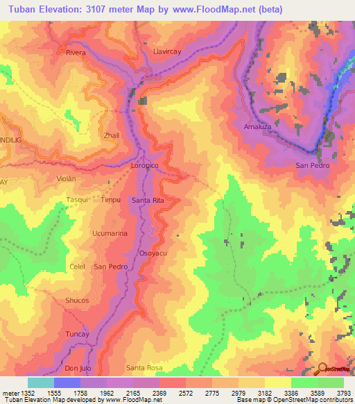 Tuban,Ecuador Elevation Map