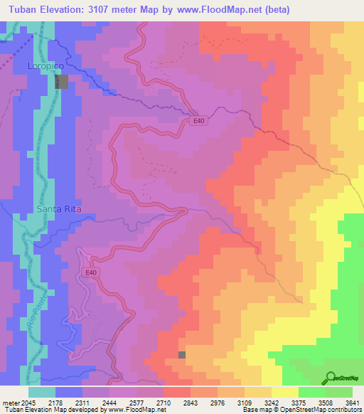 Tuban,Ecuador Elevation Map