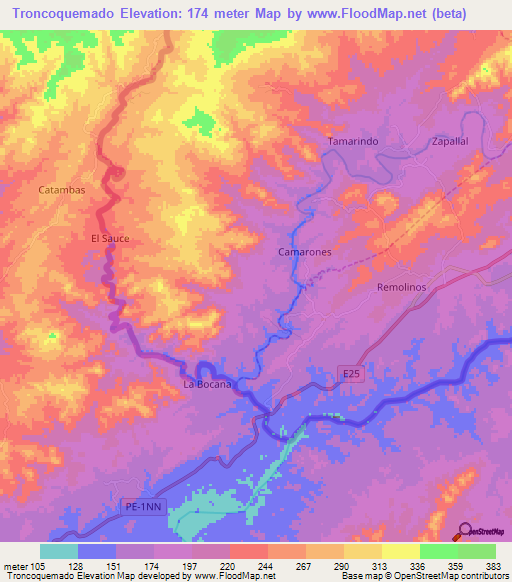 Troncoquemado,Ecuador Elevation Map