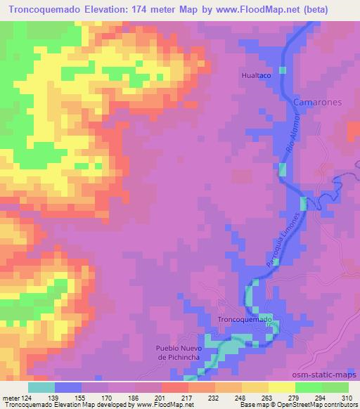 Troncoquemado,Ecuador Elevation Map