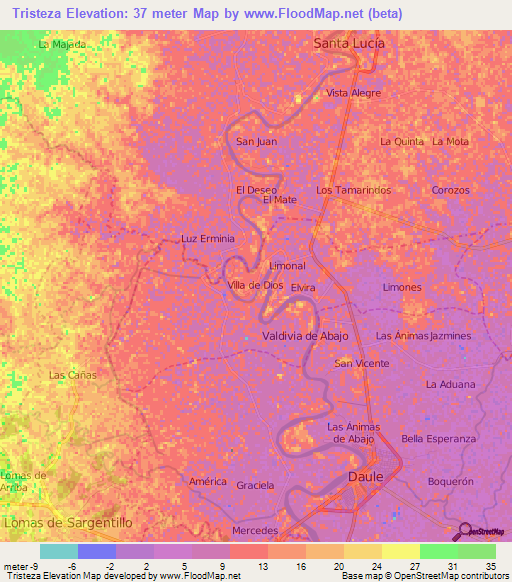 Tristeza,Ecuador Elevation Map