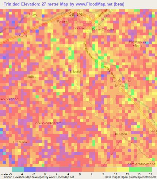 Trinidad,Ecuador Elevation Map