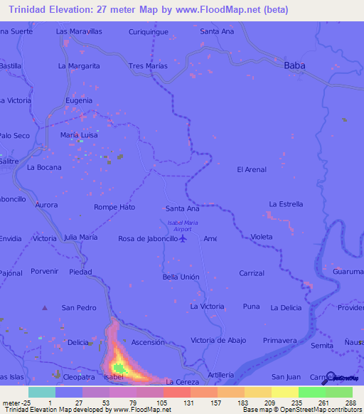 Trinidad,Ecuador Elevation Map