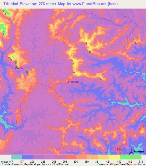 Trinidad,Ecuador Elevation Map