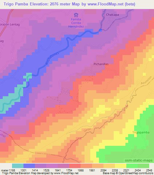 Trigo Pamba,Ecuador Elevation Map