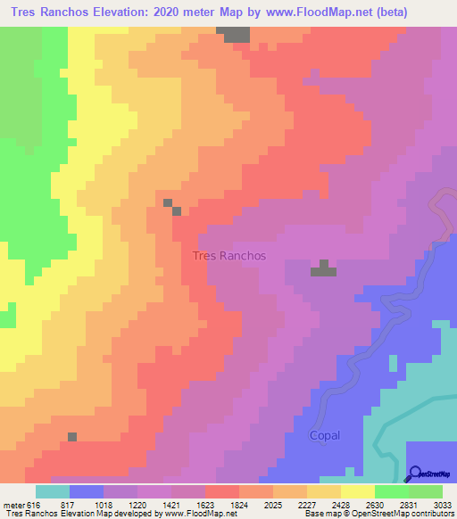 Tres Ranchos,Ecuador Elevation Map