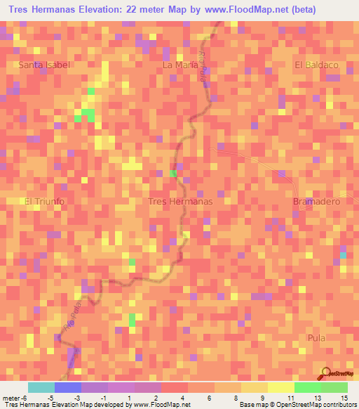 Tres Hermanas,Ecuador Elevation Map