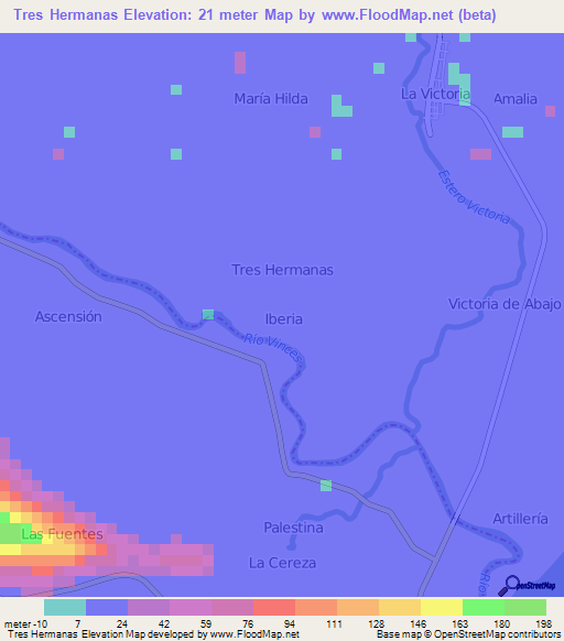 Tres Hermanas,Ecuador Elevation Map